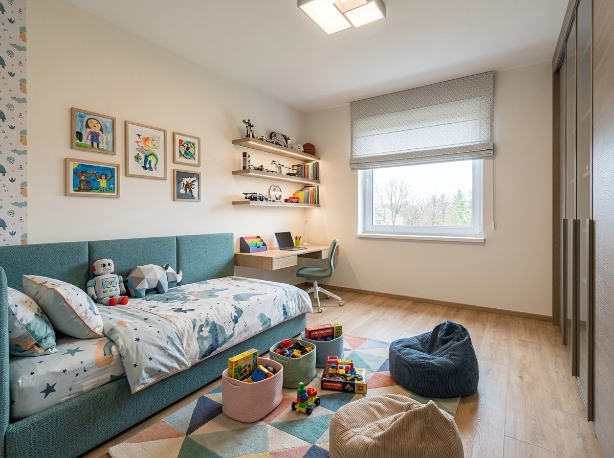 Contemporary Kids Room design — interior photo by GenRoom AI