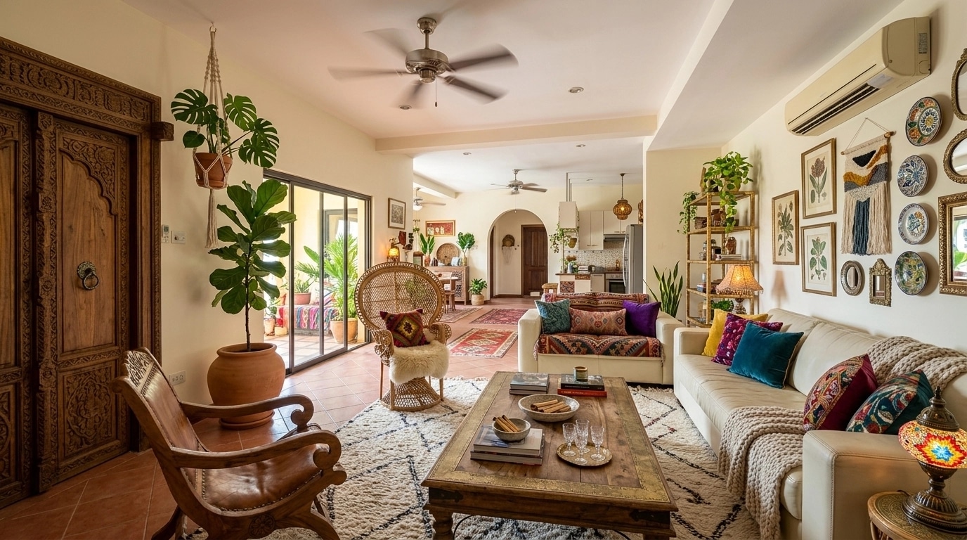Interior design in Bohemian style — Living Room by GenRoom AI