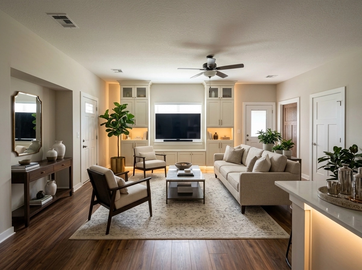Transitional Living Room design — interior photo by GenRoom AI
