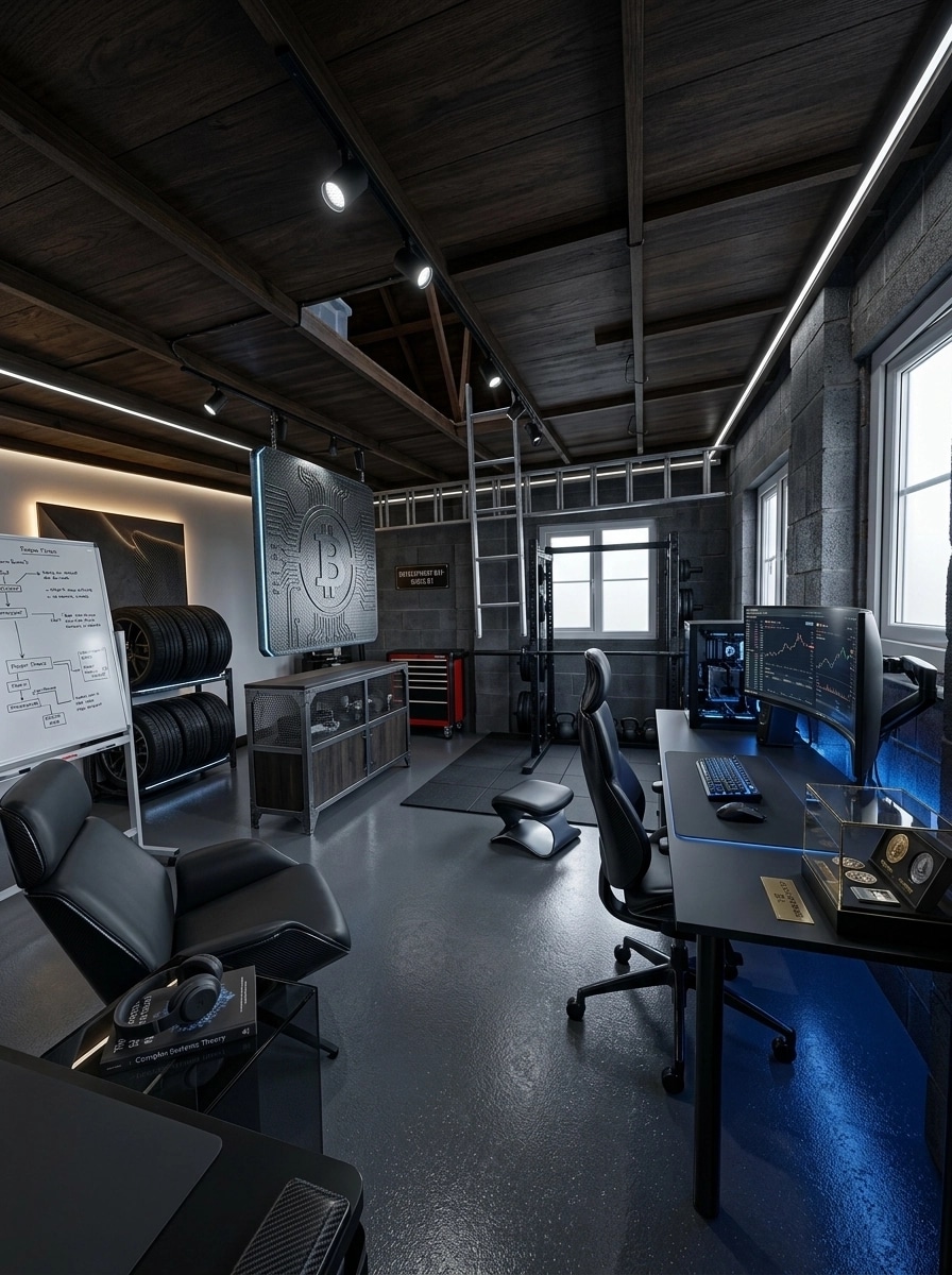 Design d'interni in stile Blacktec — garage di GenRoom AI