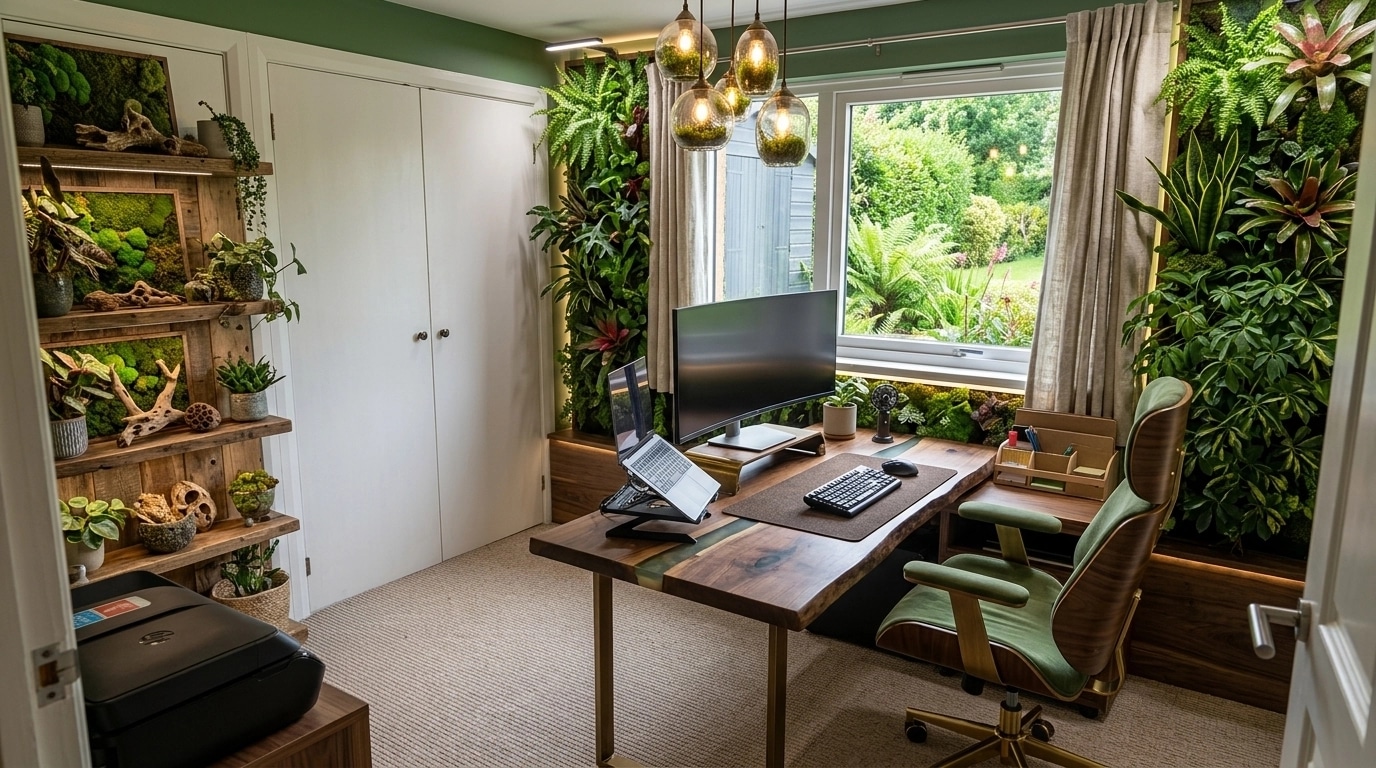 Office interior in Biophilic style — photo by GenRoom AI