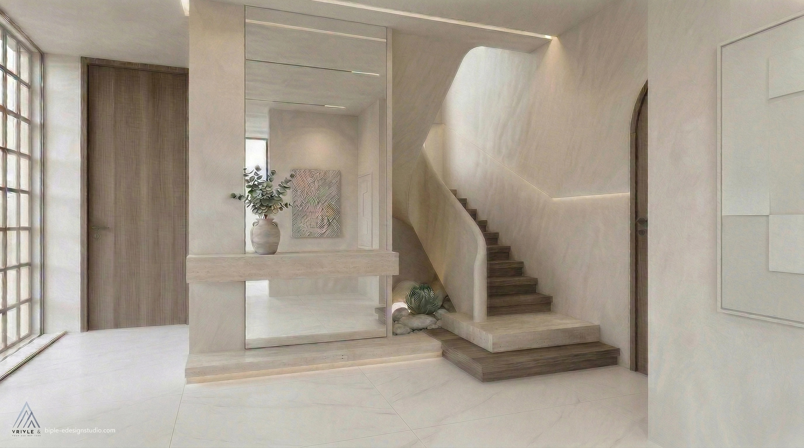 Mediterranean Χωλ design — interior photo by GenRoom AI