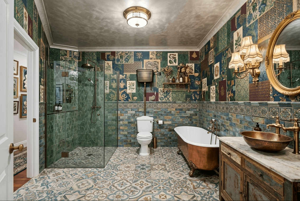 Bathroom interior in Eclectic style — photo by GenRoom AI