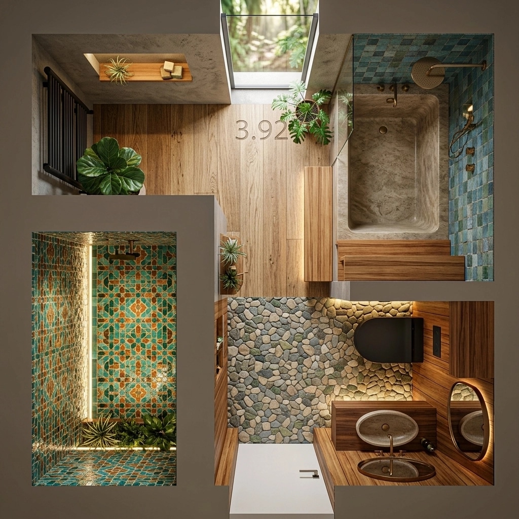Bathroom interior in Biophilic style — photo by GenRoom AI