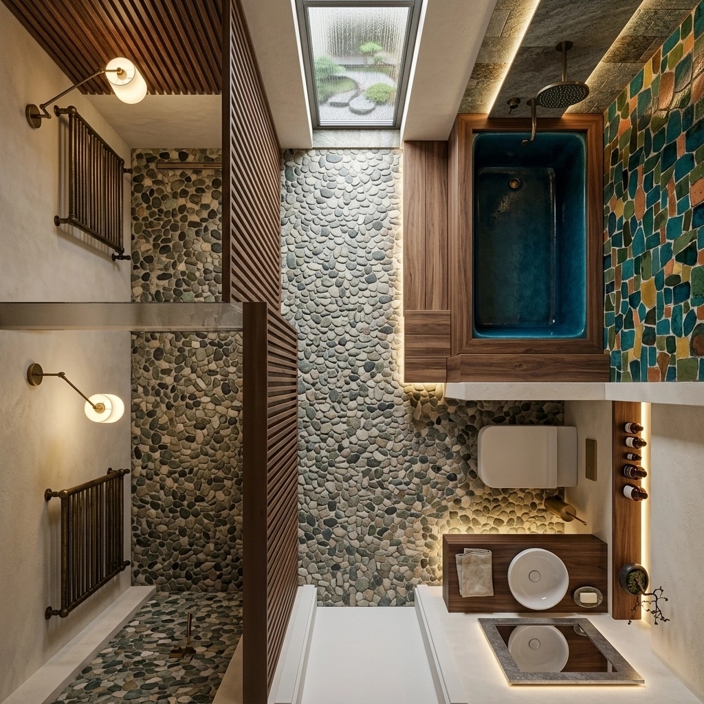 Bathroom interior in Japandi style — photo by GenRoom AI