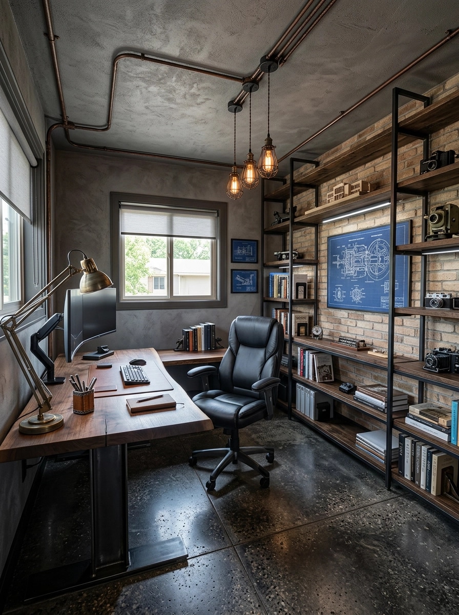 Office interior in Loft / Industrial style — photo by GenRoom AI
