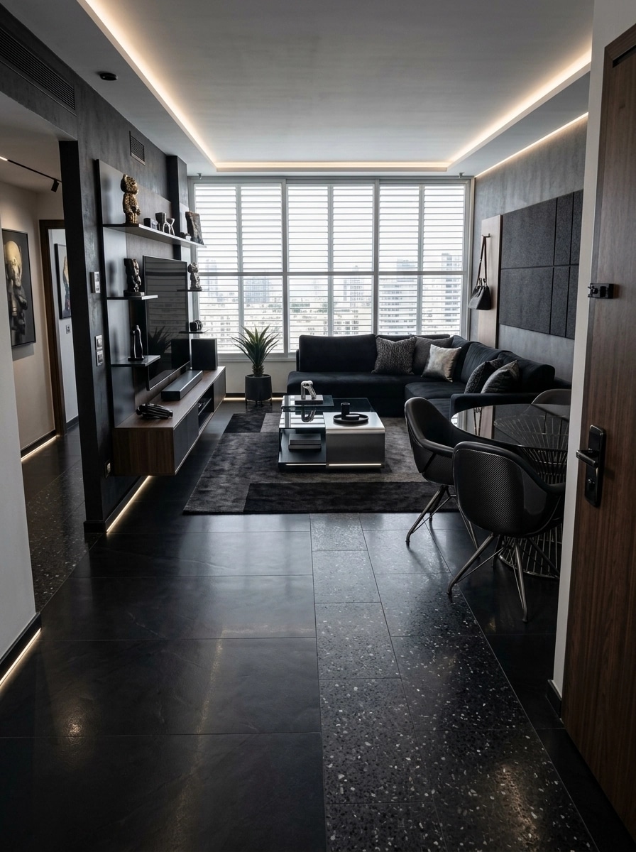 Blacktec Living Room design — interior photo by GenRoom AI