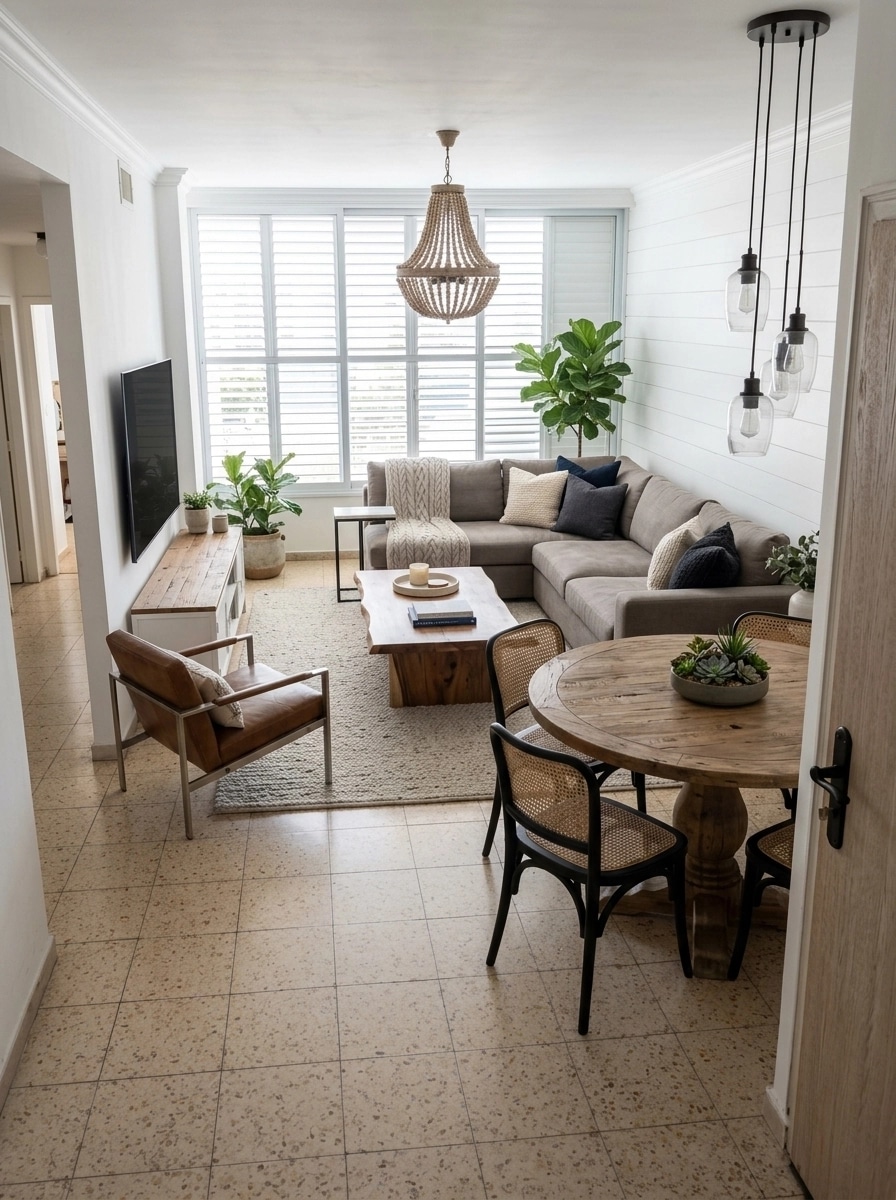 Interiördesign i stilen Modern Farmhouse — Vardagsrum av GenRoom AI