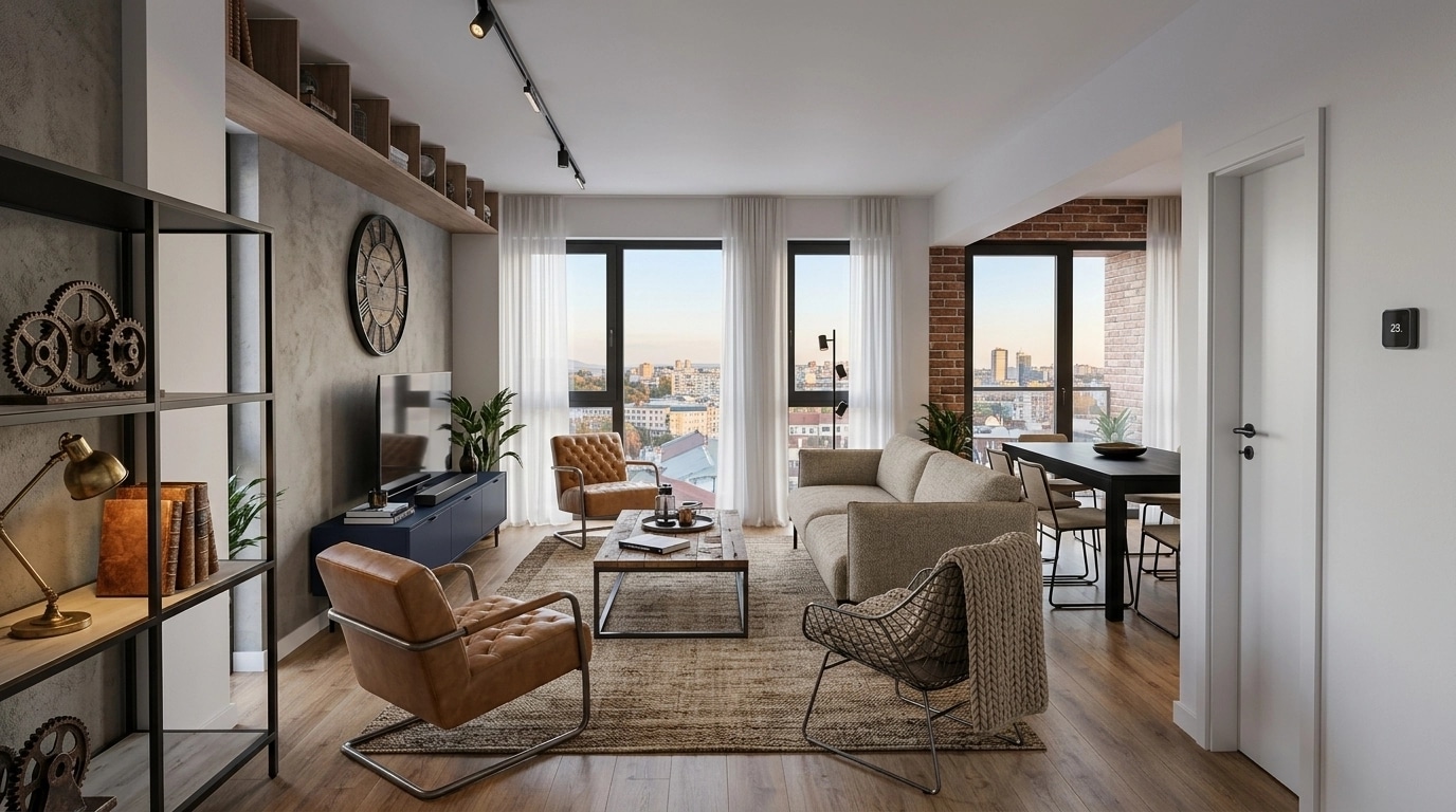 Interior design in Loft / Industrial style — Living Room by GenRoom AI