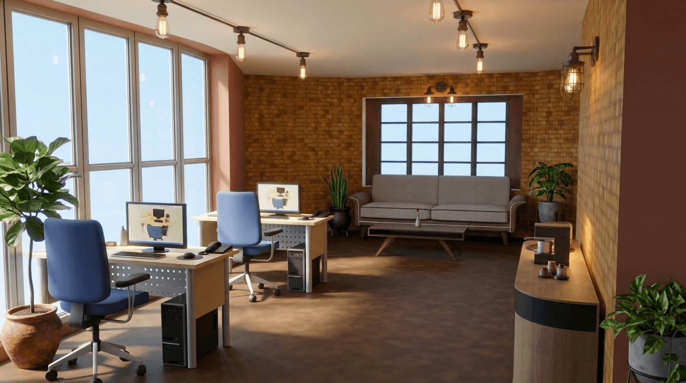 Interior design in Loft / Industrial style — office_space by GenRoom AI