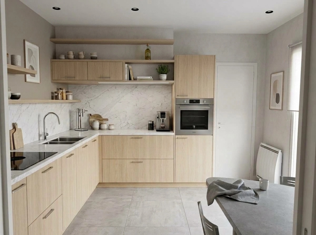 Kitchen interior in Scandinavian style — photo by GenRoom AI