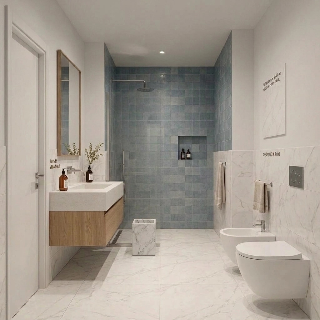 Bathroom interior in Scandinavian style — photo by GenRoom AI
