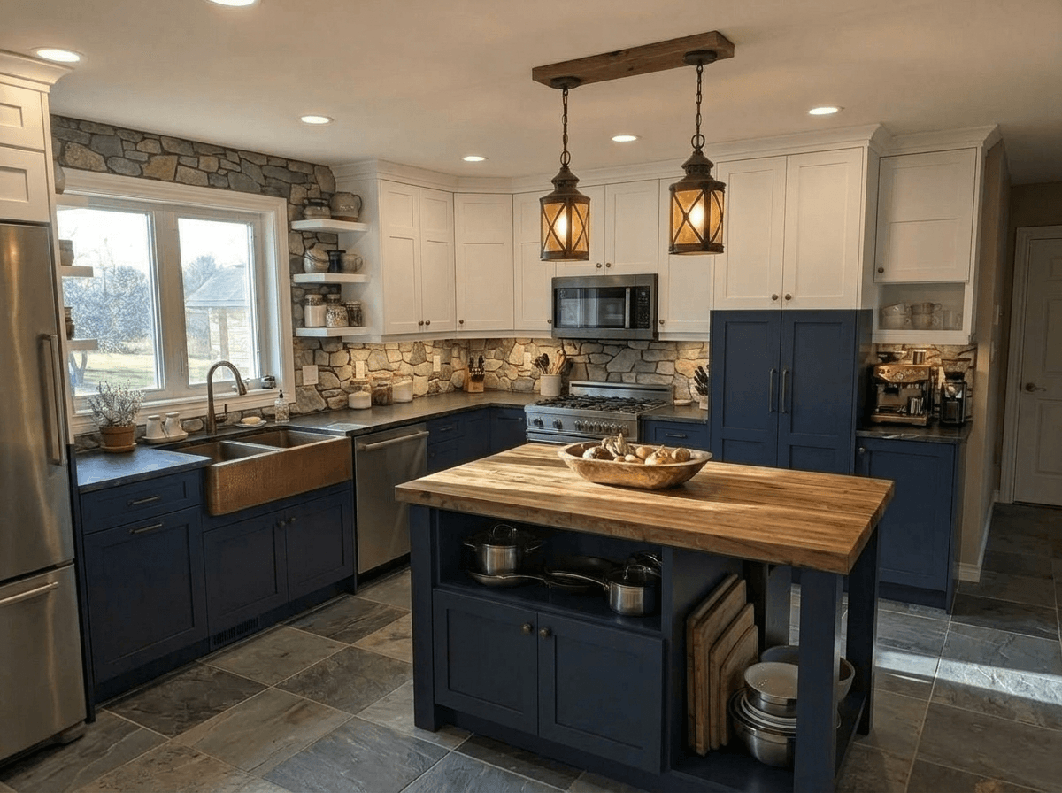 Kitchen interior in Rustic style — photo by GenRoom AI