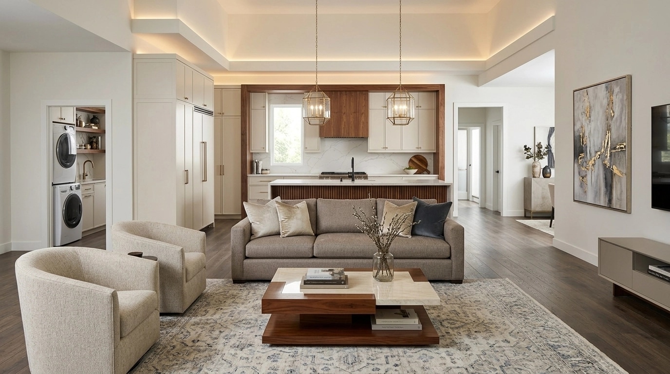Transitional Living Room design — interior photo by GenRoom AI