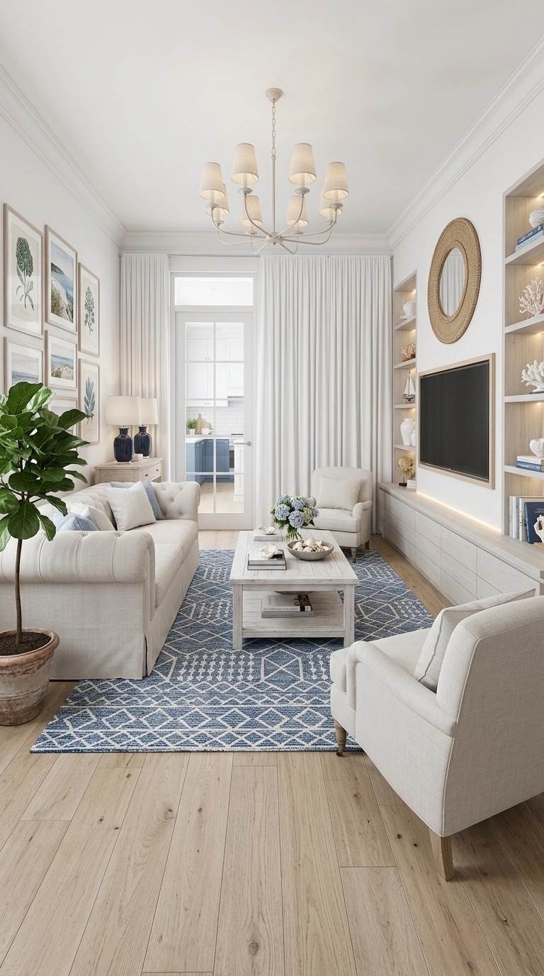 Interior design in Coastal / Hamptons style — Living Room by GenRoom AI