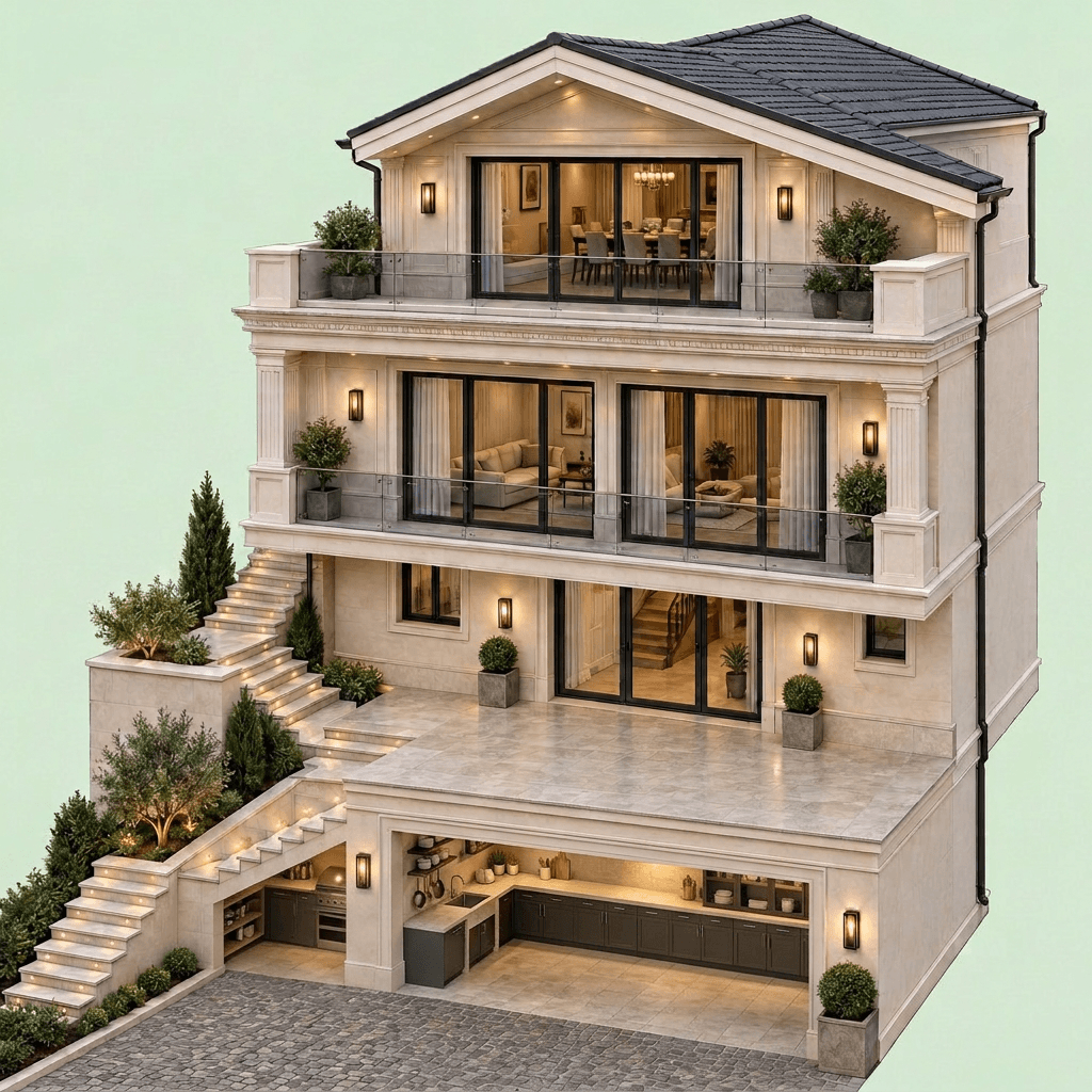 Facade design in Neoclassic Facade style — Facade by GenRoom AI