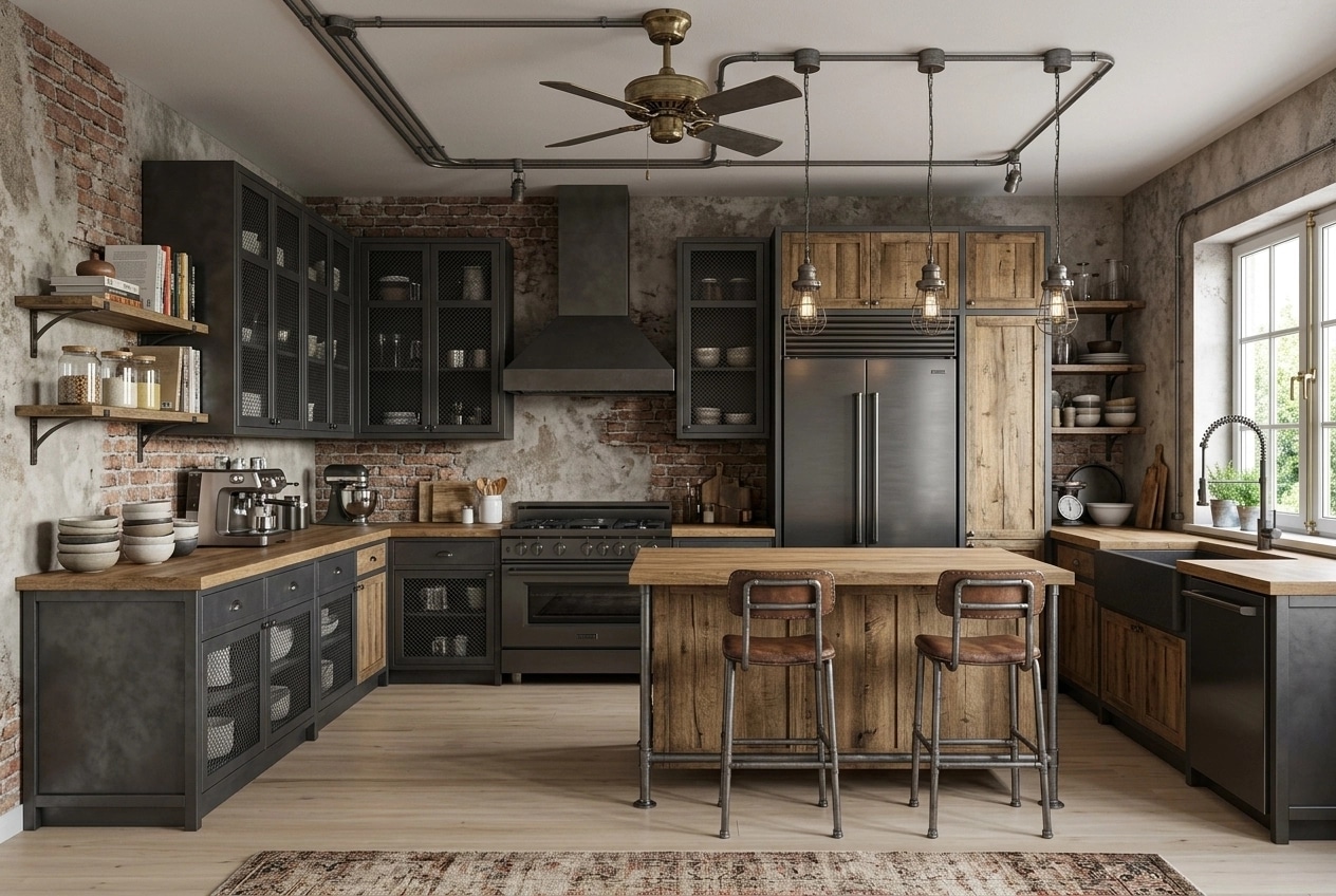 Interior design in Loft / Industrial style — Kitchen by GenRoom AI