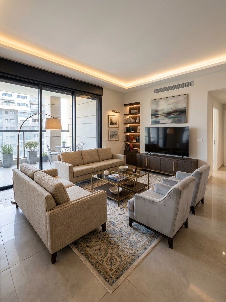 Transitional Living Room design — interior photo by GenRoom AI