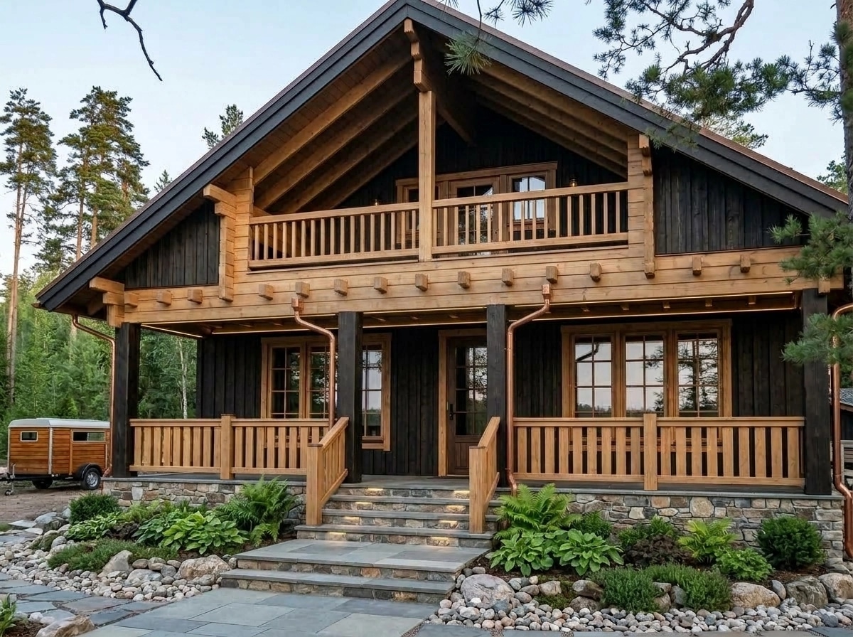 Facade design in Barnhouse Facade style — photo by GenRoom AI