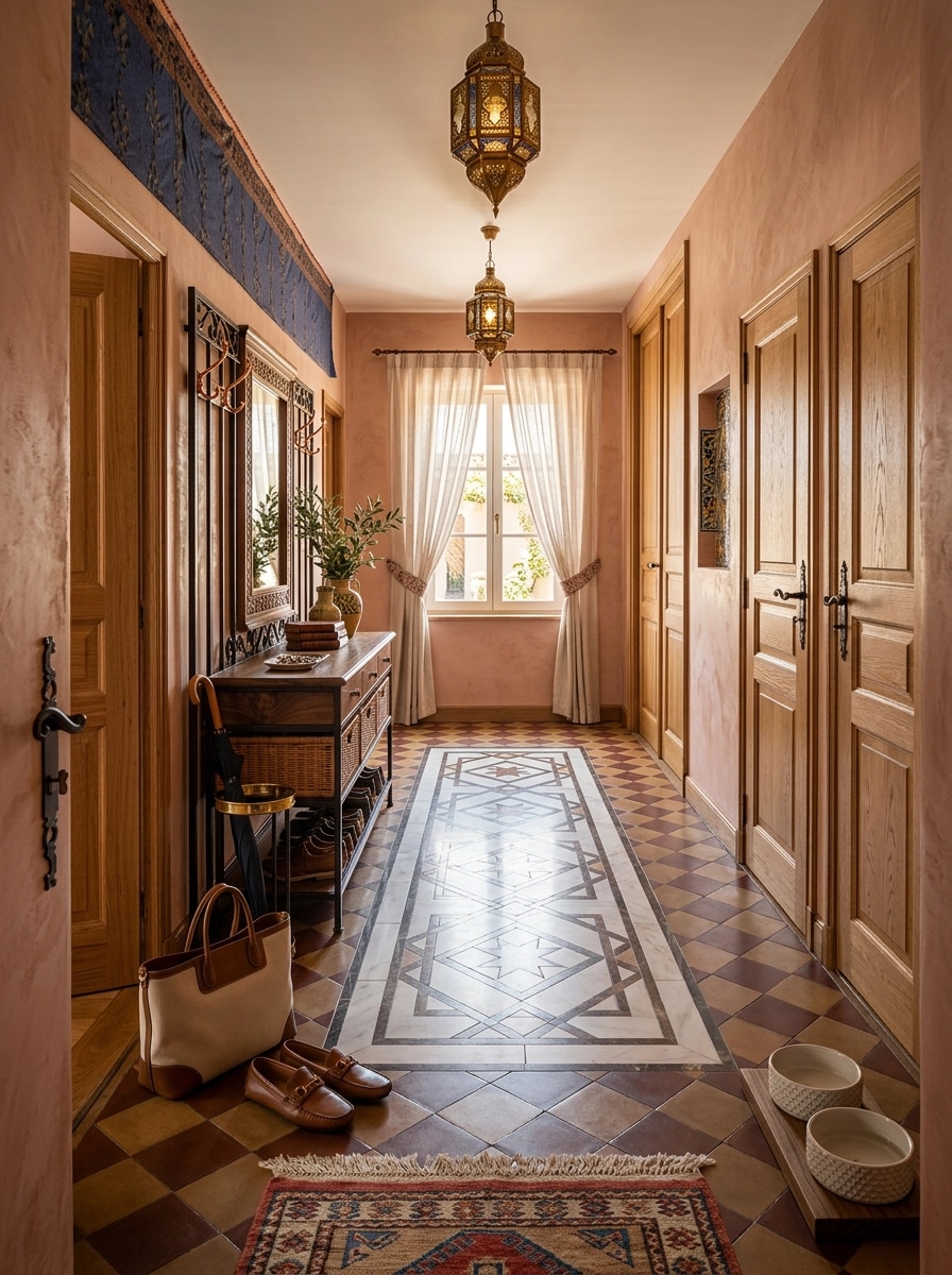 Hallway interior in Mediterranean style — photo by GenRoom AI
