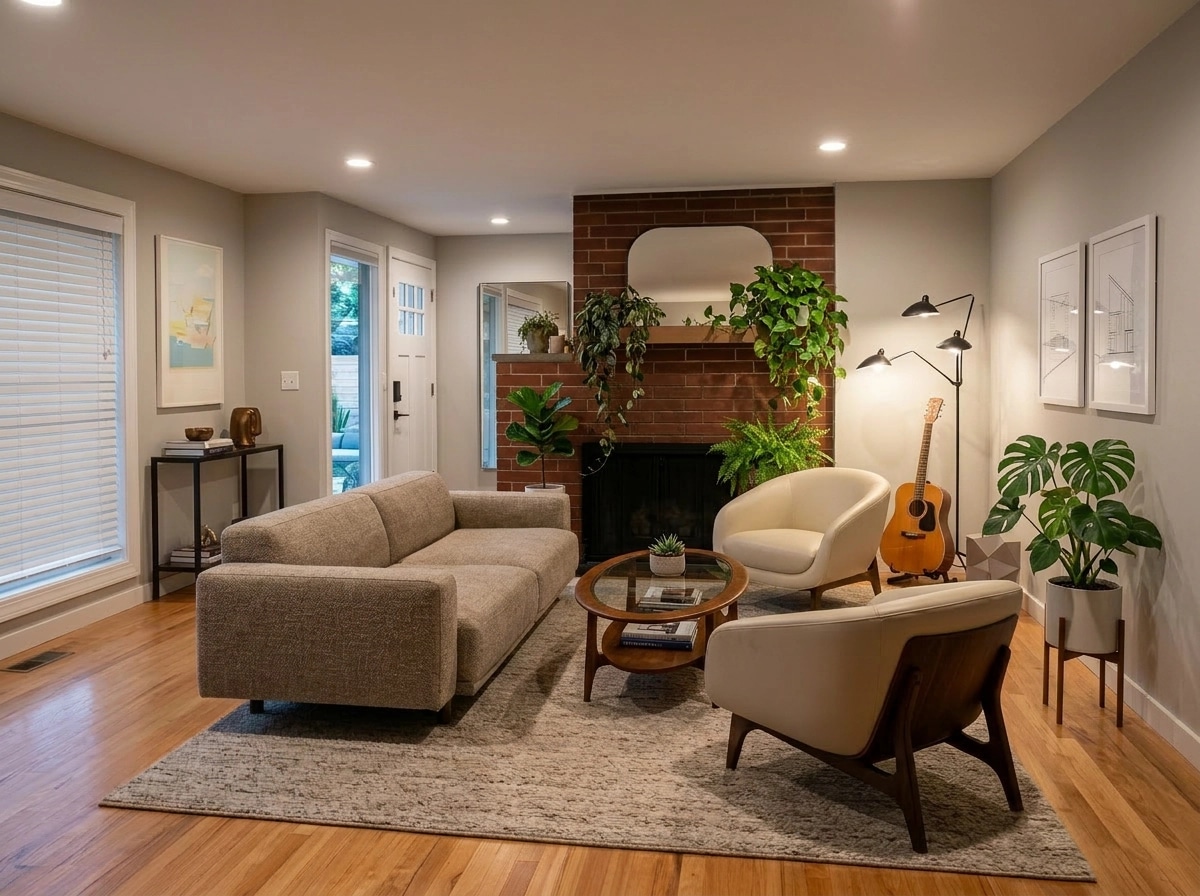 Transitional Ruang Tamu design — interior photo by GenRoom AI