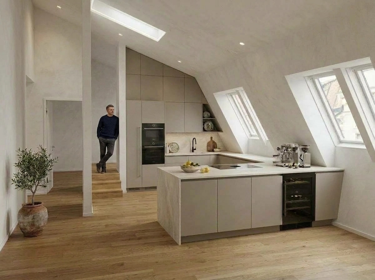 Kitchen interior in Mediterranean style — photo by GenRoom AI