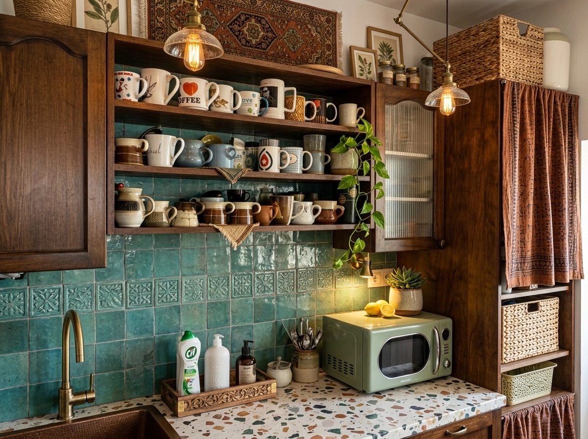 Kitchen interior in Bohemian style — photo by GenRoom AI