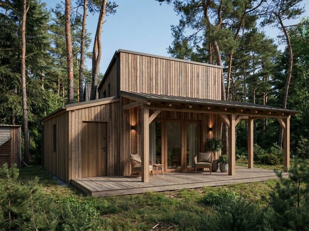 Facade design in Barnhouse Facade style — photo by GenRoom AI