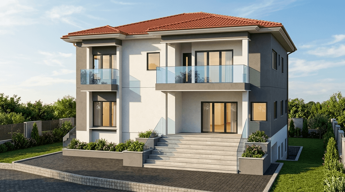 Fasaddesign i stilen Contemporary Facade — Fasad av GenRoom AI
