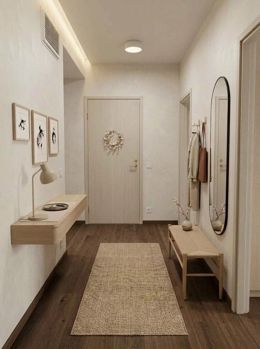 Hallway interior in Japandi style — photo by GenRoom AI