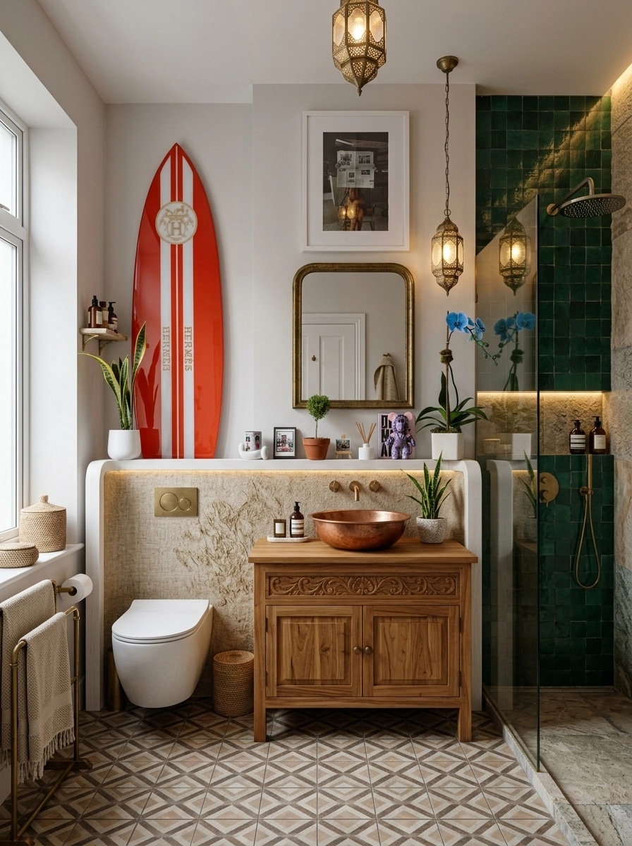 Bohemian Bathroom design — interior photo by GenRoom AI