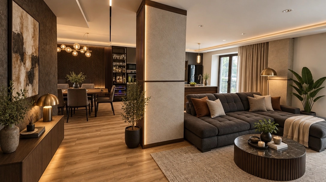 Design d'intérieur en style Contemporary — Salon par GenRoom AI