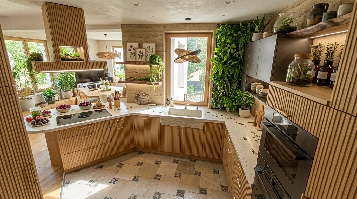 Biophilic Kitchen design — interior photo by GenRoom AI