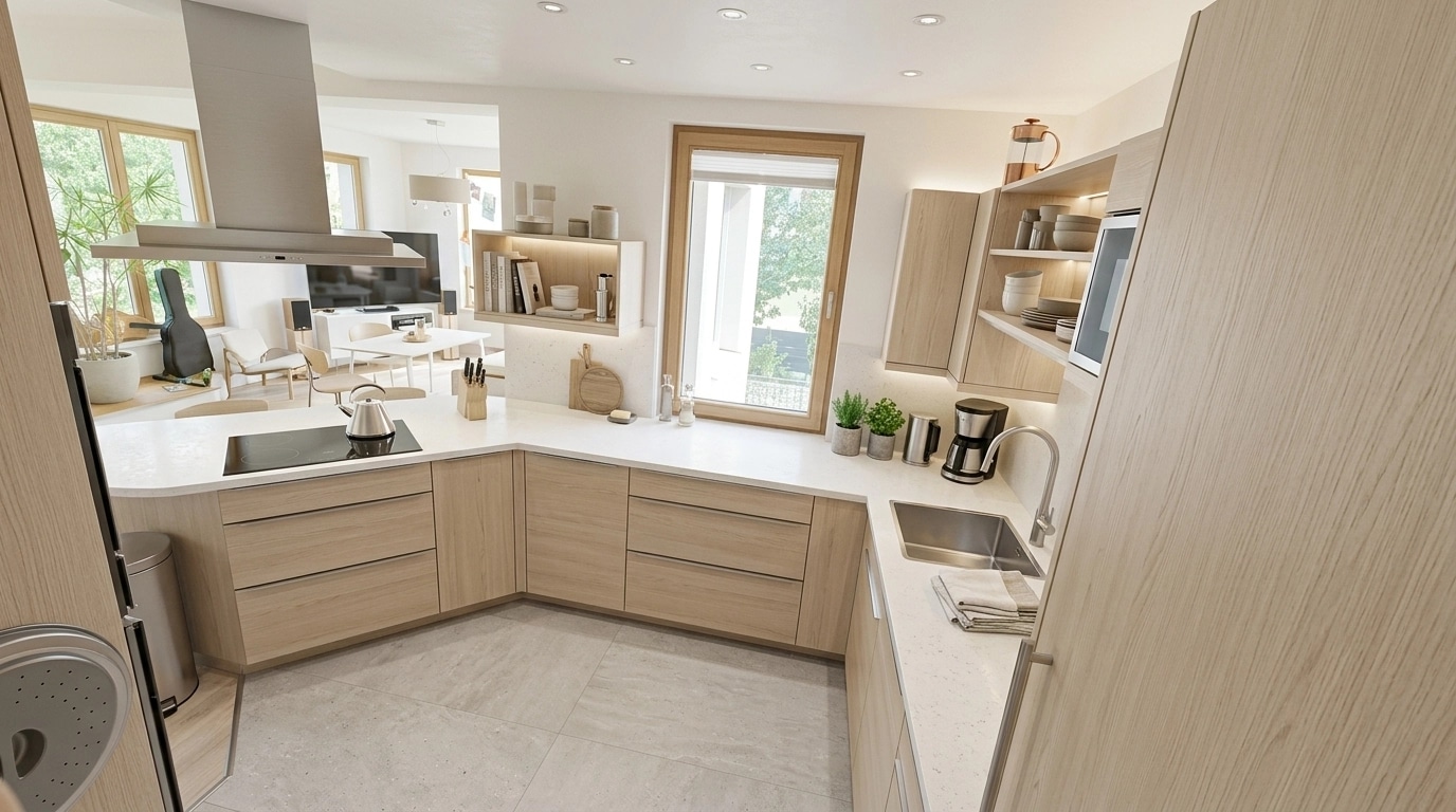 Kitchen interior in Scandinavian style — photo by GenRoom AI