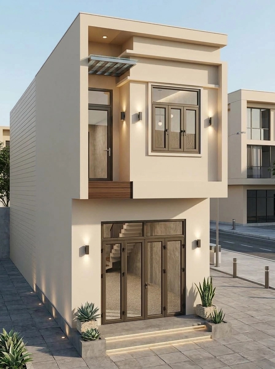 Fasad dizayni — Contemporary Facade uslubi — GenRoom AI tomonidan Fasad