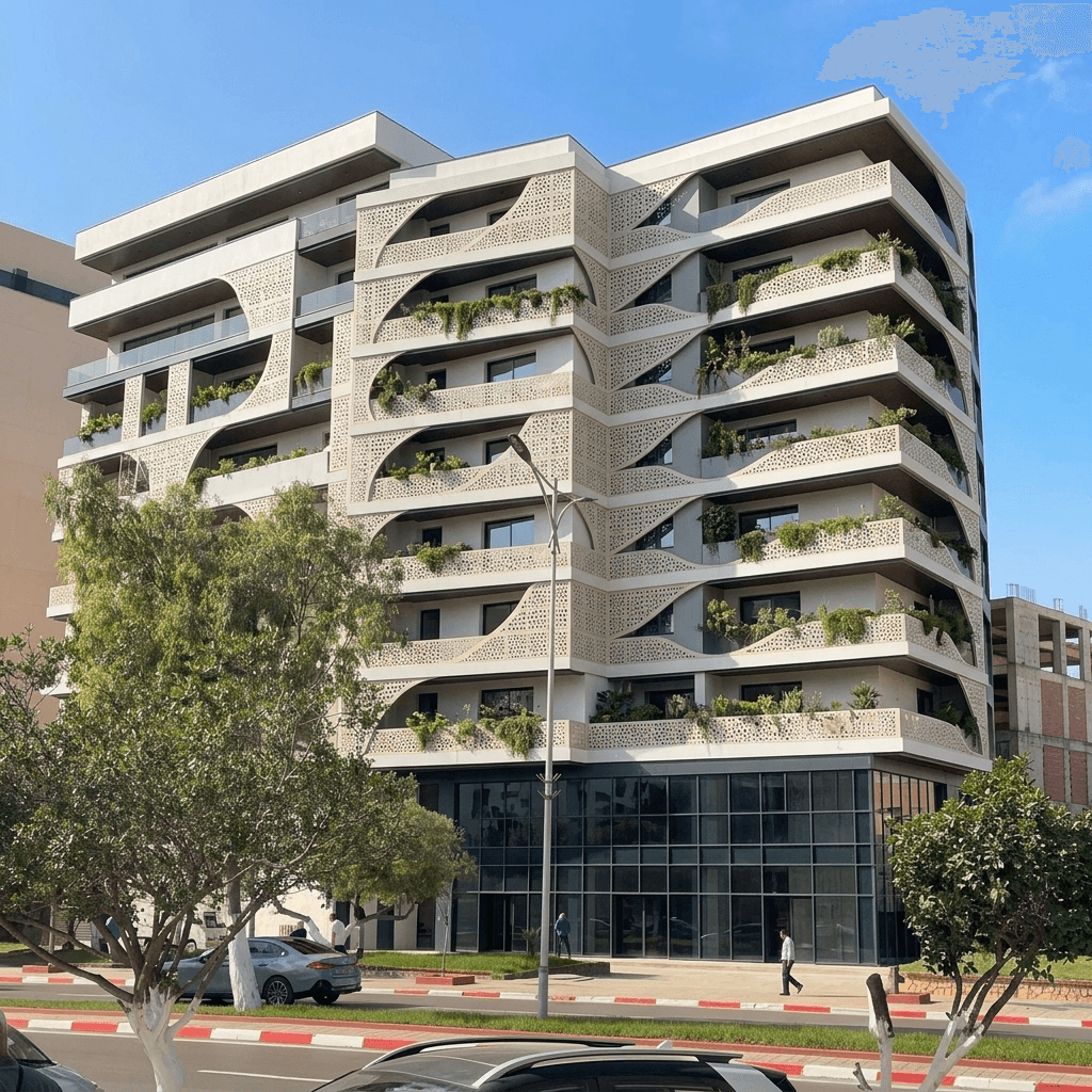 Fasad desain di Contemporary Facade gaya — Fasad oleh GenRoom AI