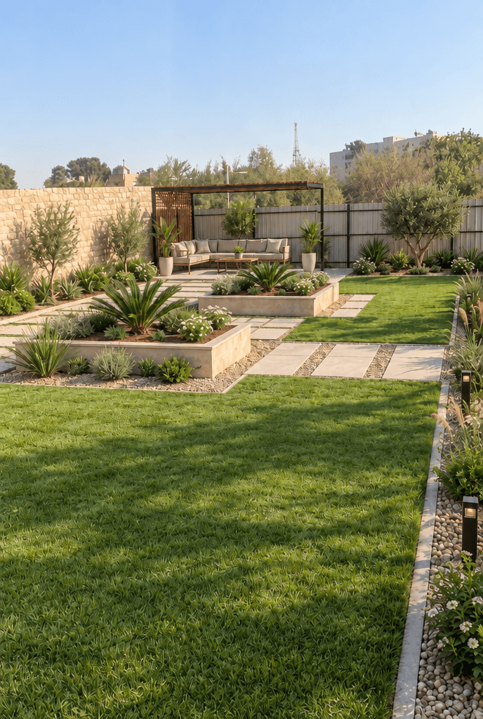 Design del paesaggio in stile Contemporary Yard — Giardino di GenRoom AI