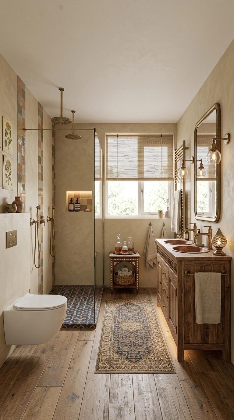 Bathroom interior in Bohemian style — photo by GenRoom AI
