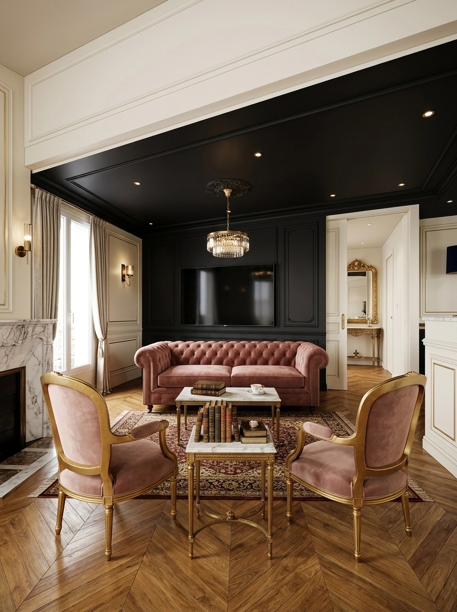 French Parisian Living Room design — interior photo by GenRoom AI
