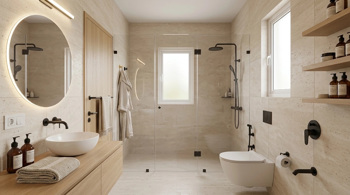 Bathroom interior in Scandinavian style — photo by GenRoom AI