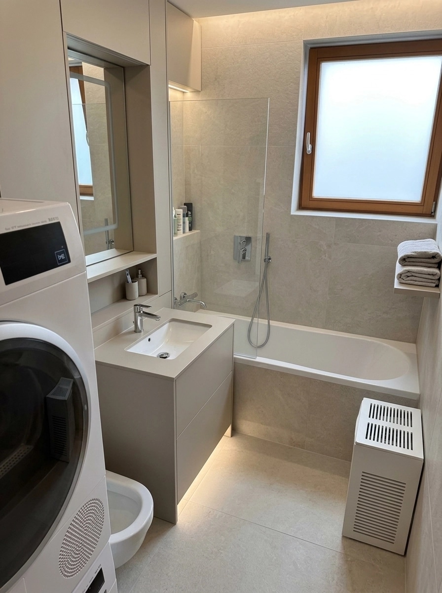 Bathroom interior in Minimalism style — photo by GenRoom AI