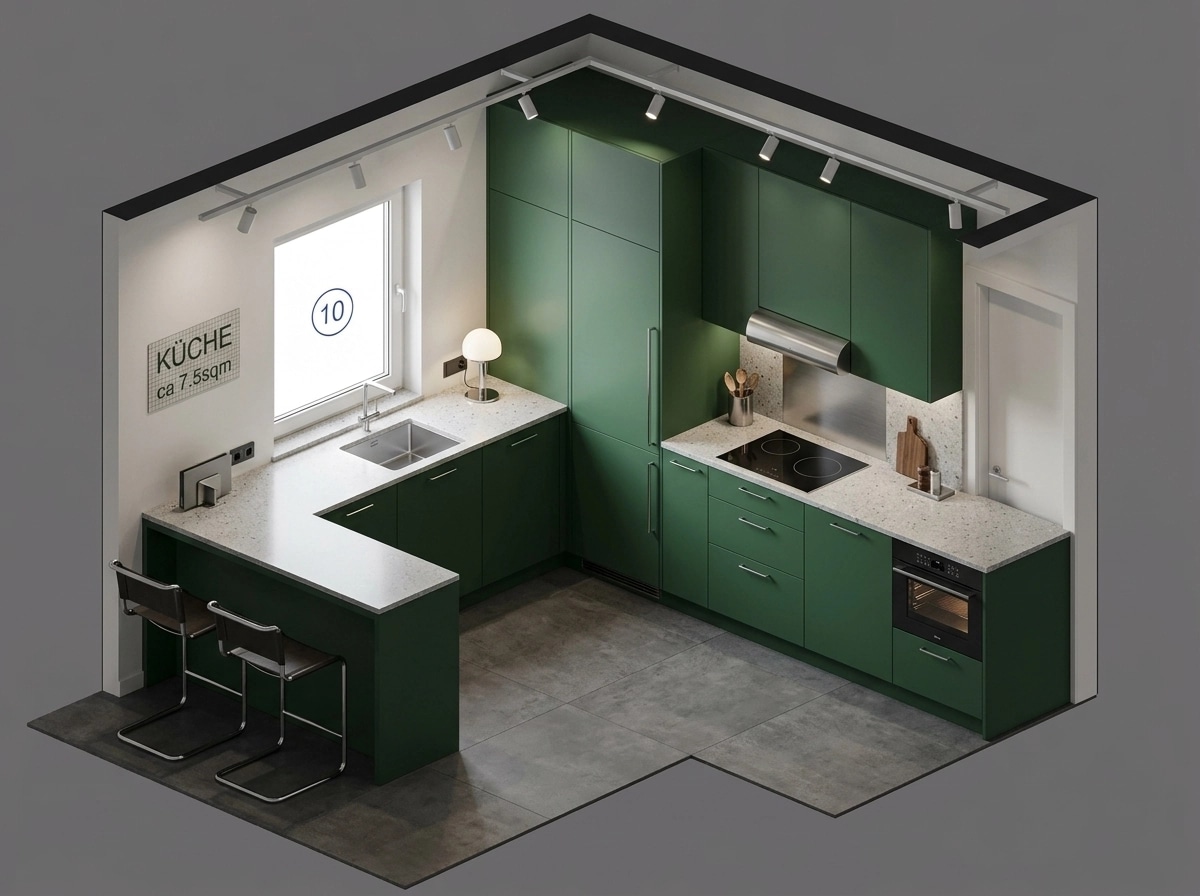 Kitchen interior in Bauhaus style — photo by GenRoom AI