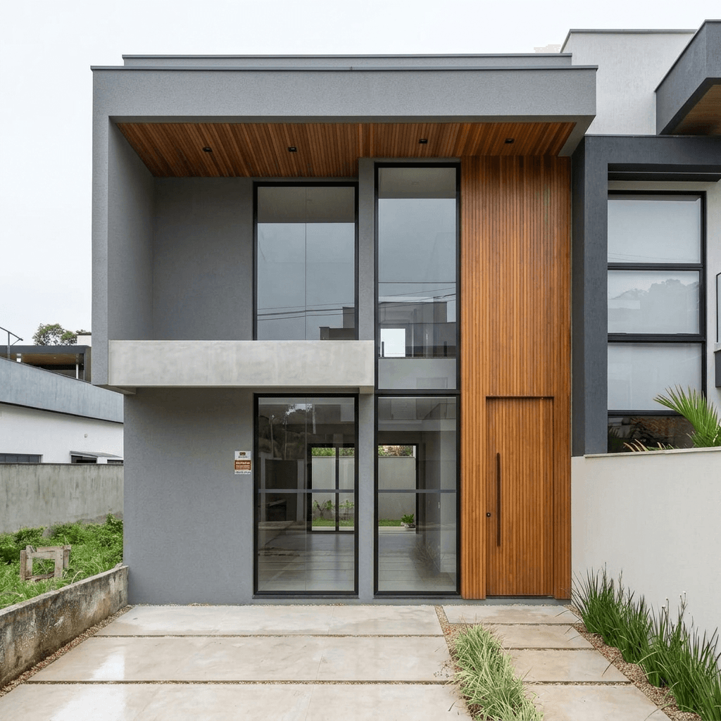 Design della facciata in stile Contemporary Facade — Facciata di GenRoom AI