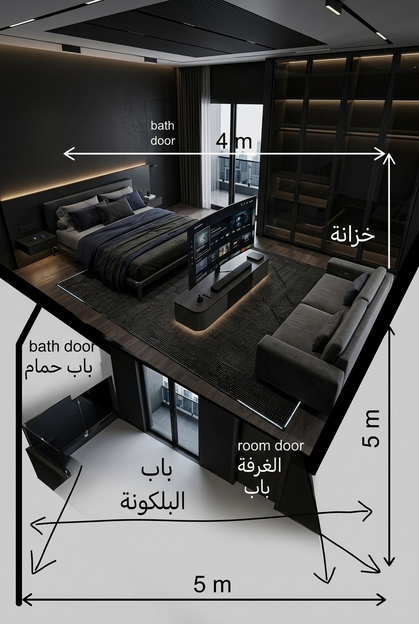 Interior design in Blacktec style — Bedroom by GenRoom AI