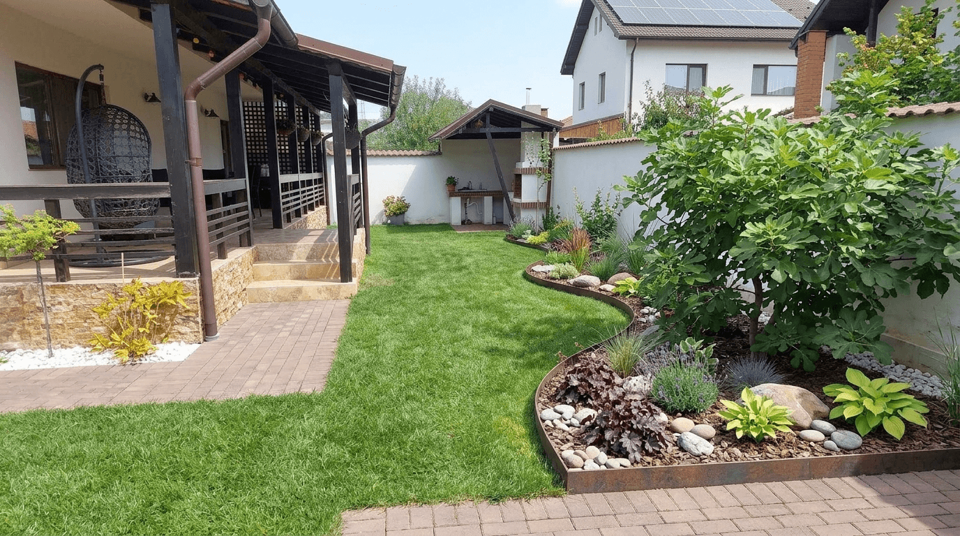 Design del paesaggio in stile Minimalist Yard — Giardino di GenRoom AI