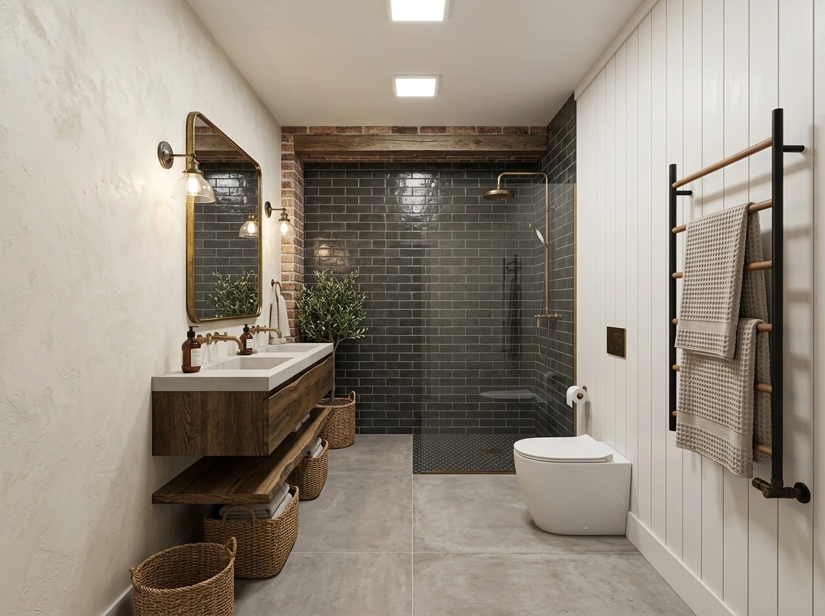 Bathroom interior in Modern Farmhouse style — photo by GenRoom AI