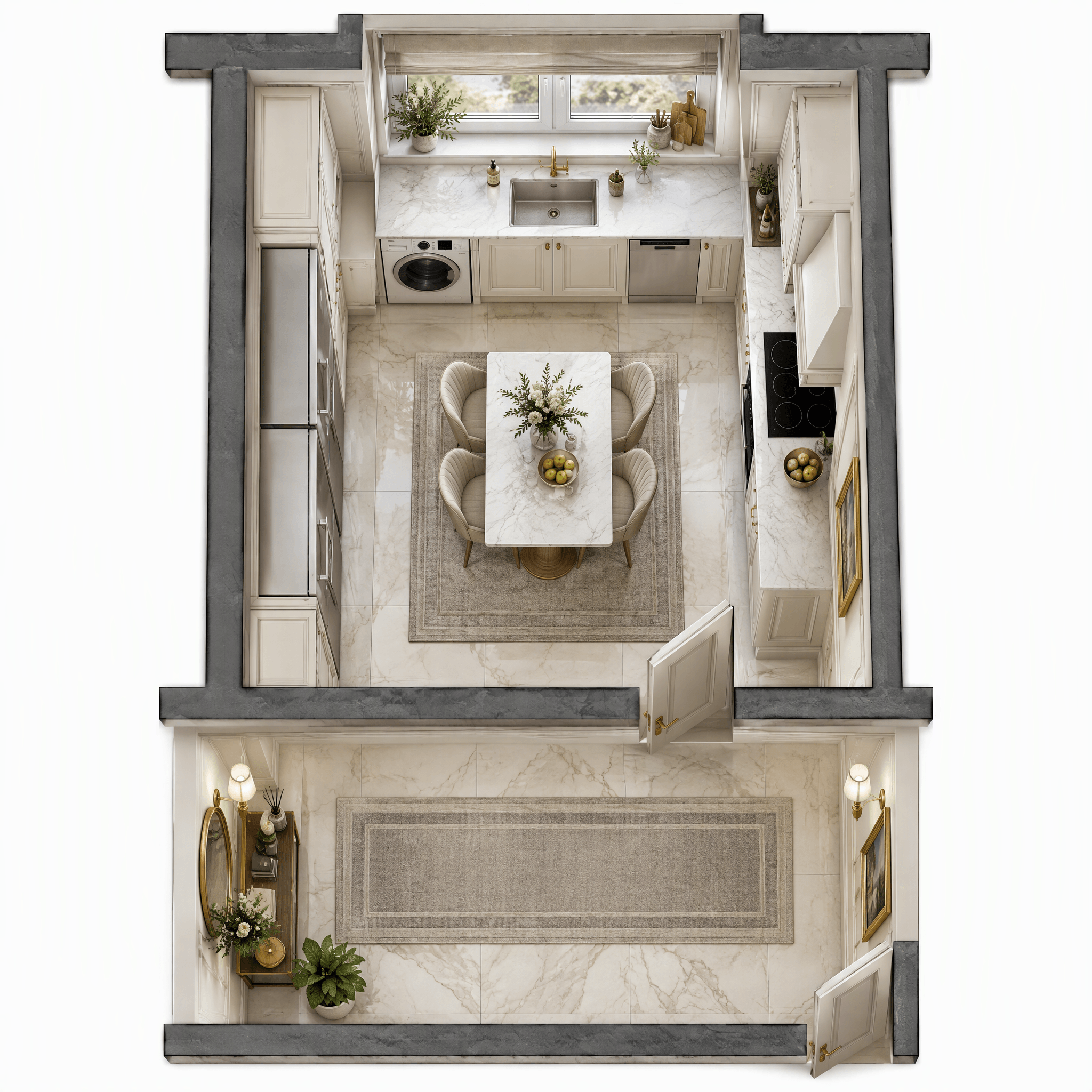 Neoclassic Soggiorno design — interior photo by GenRoom AI