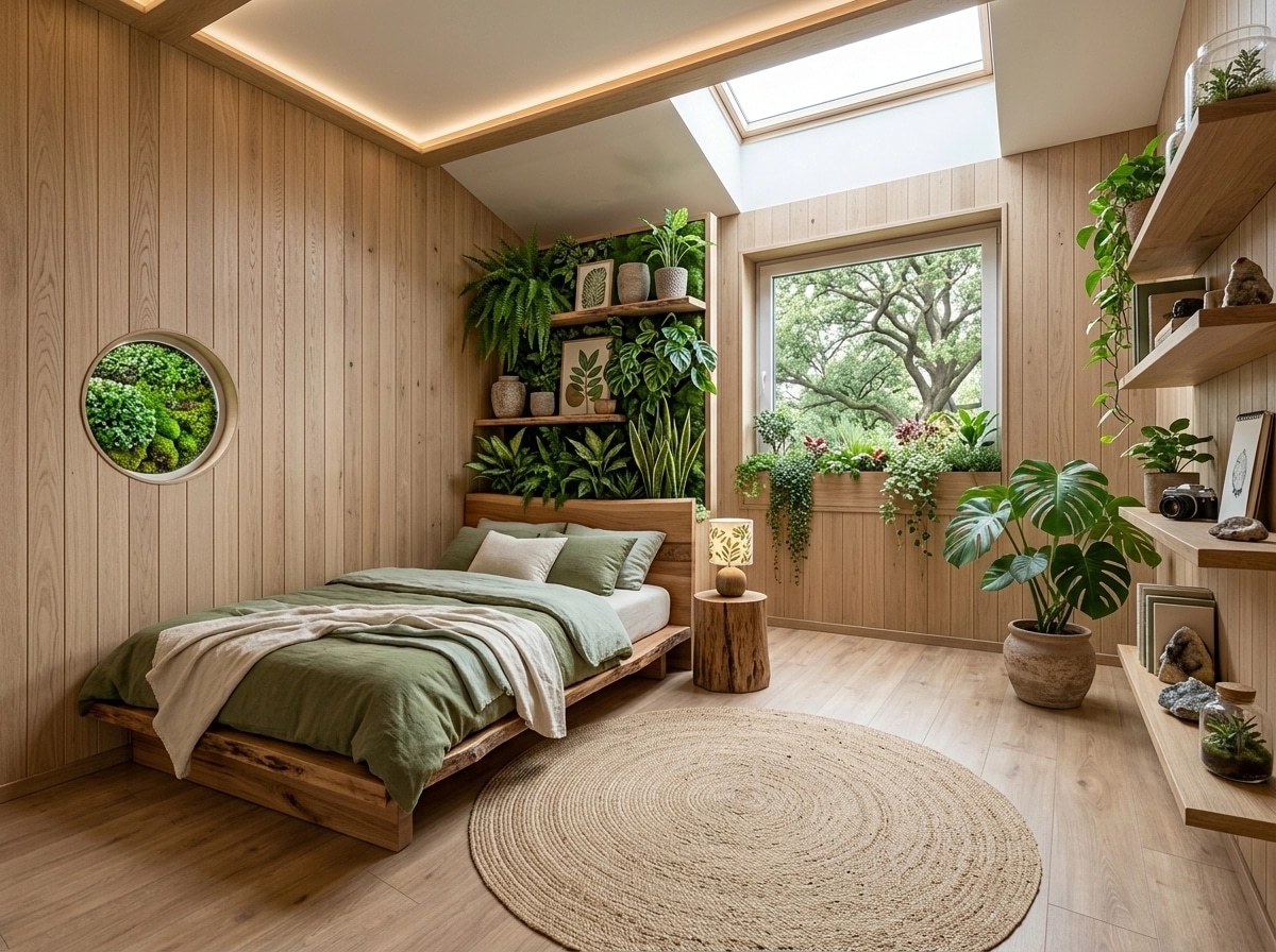 Interior design in Biophilic style — Bedroom by GenRoom AI
