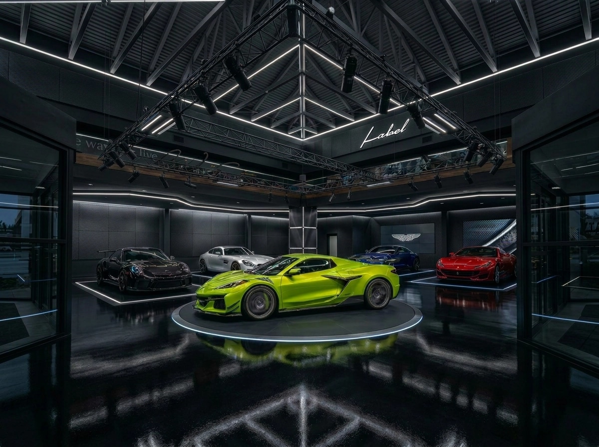 Interior design in Blacktec style — showroom by GenRoom AI