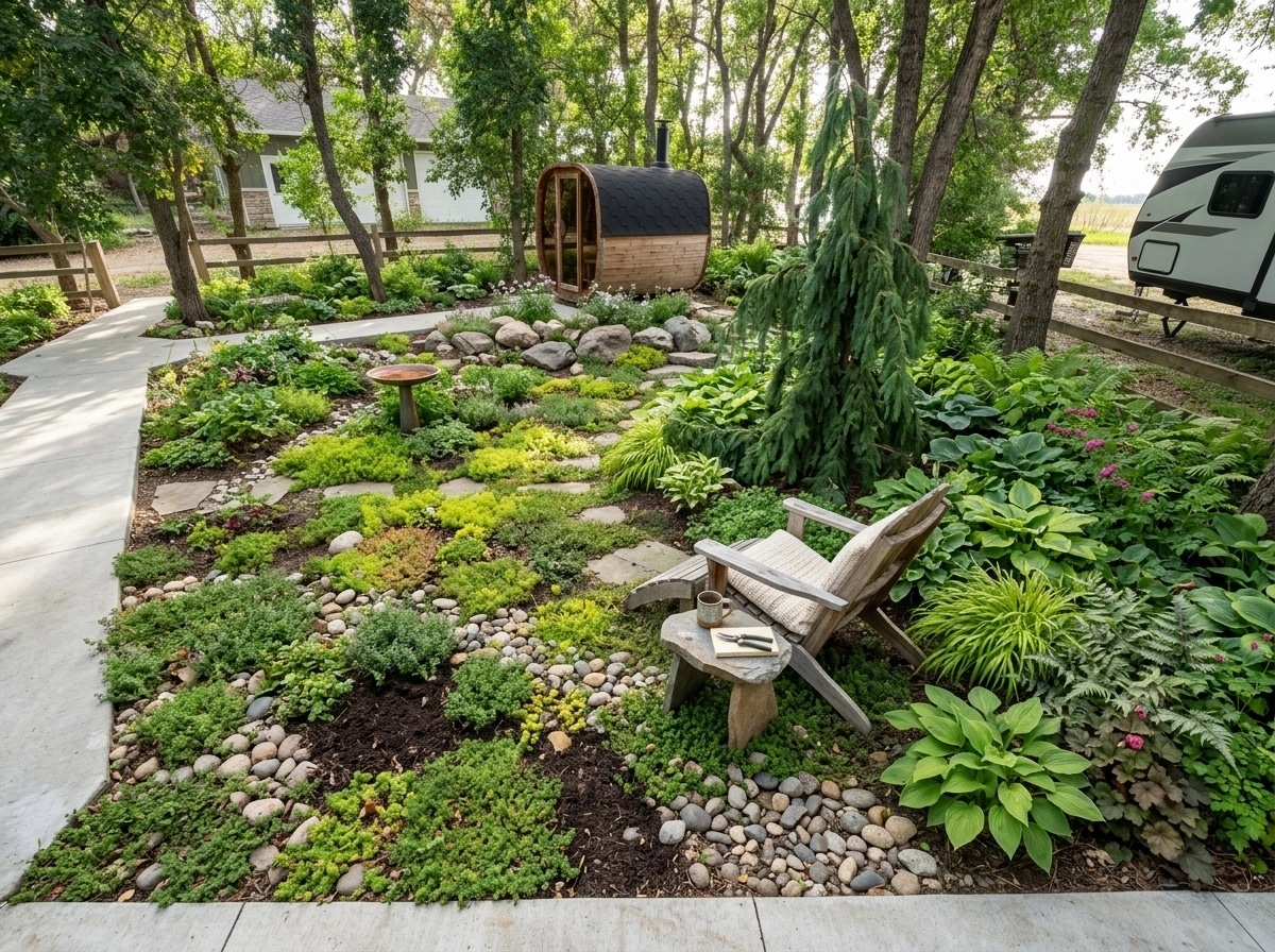 Landscape design in Eco Natural Garden style — Yard by GenRoom AI